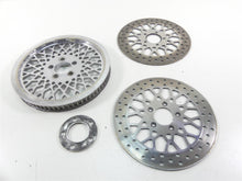 Load image into Gallery viewer, 2004 Harley FXDWGI Dyna Wide Glide American Wire Chrome Pulley Brake Rotor Set