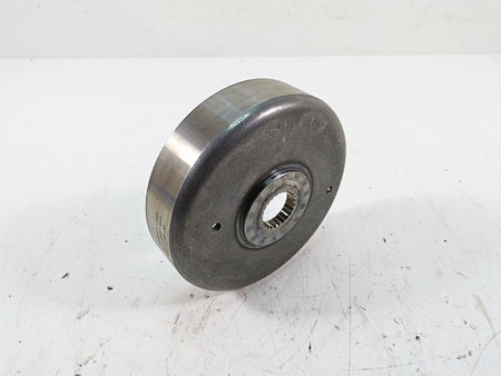 Used motorcycle flywheel part on white background, available at Mototech271