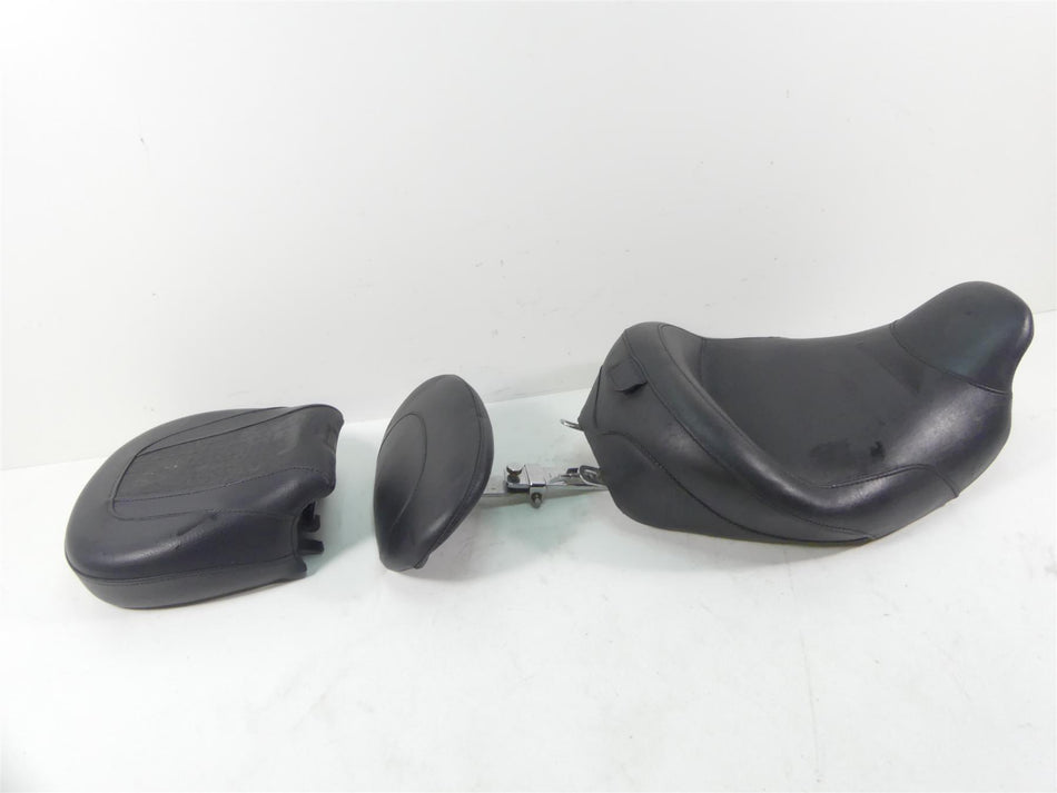 Black used motorcycle seat set with backrest parts on white background, available at Mototech271