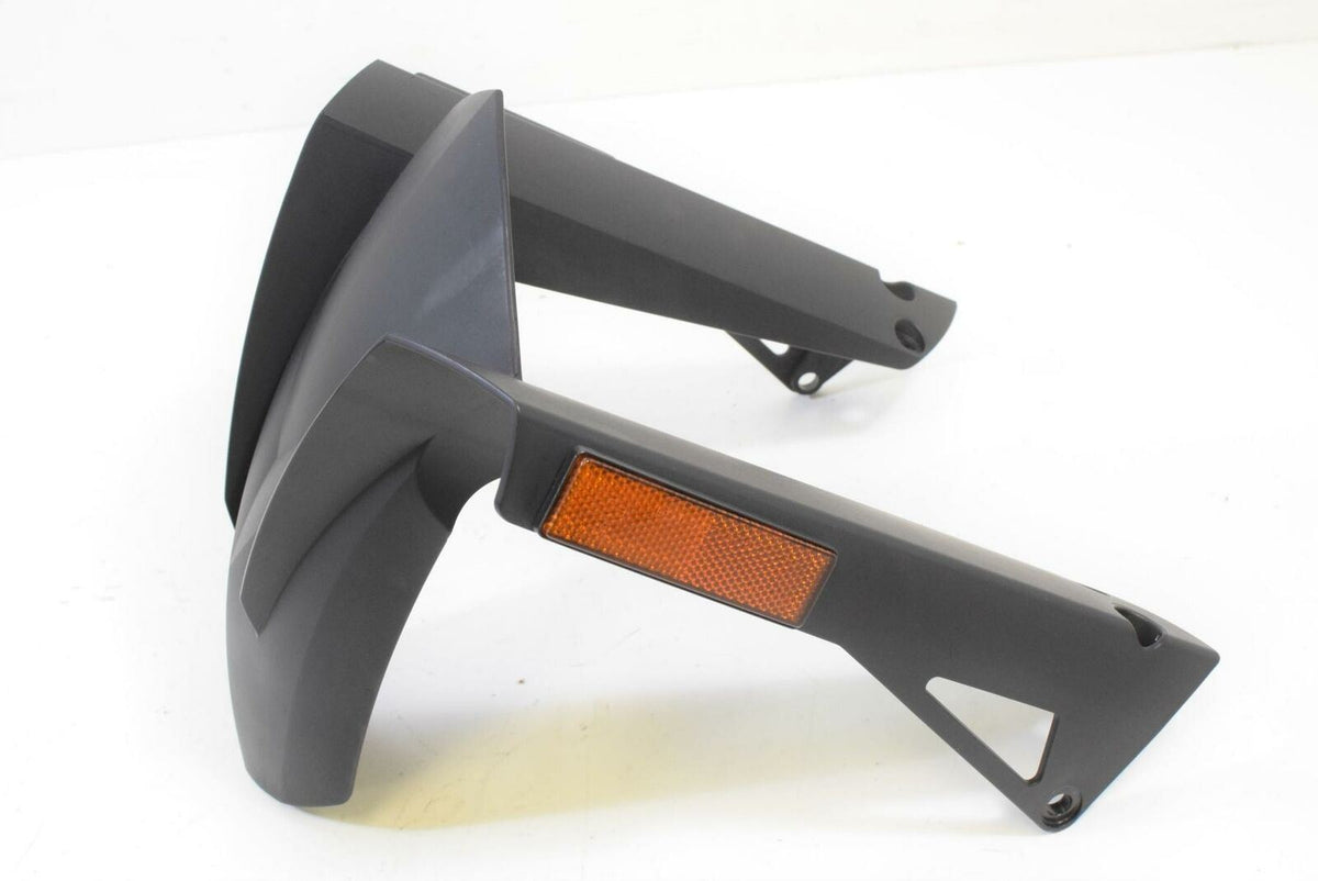 Black motorcycle rear fender with orange reflector, used replacement part, available at Mototech271