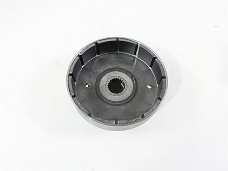 used motorcycle metal clutch basket part on white background, available at Mototech271