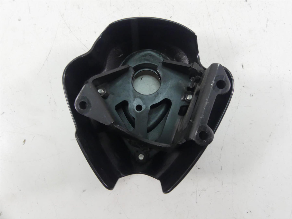 Used black motorcycle headlight housing with mounting bracket, available at Mototech271