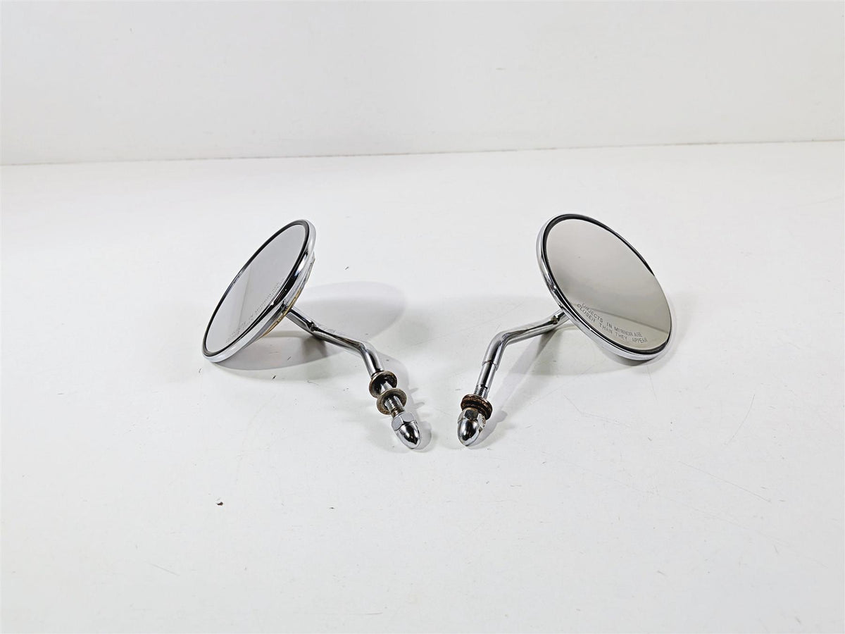2005 Harley Softail FLSTFSE CVO Fat Boy Round Chrome Flame Mirrors Set-Mototech271
