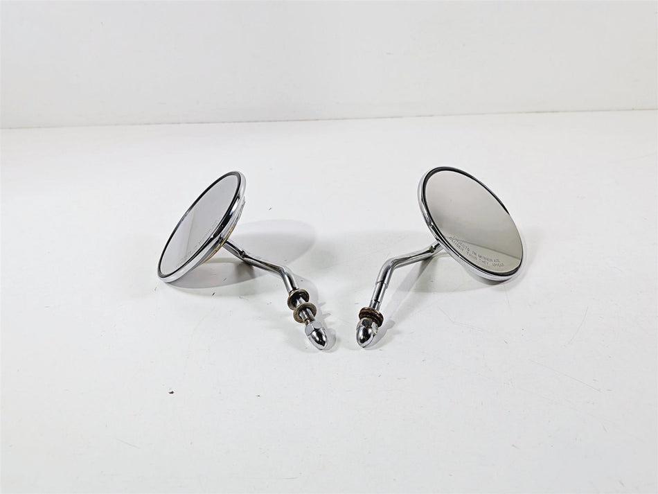 2005 Harley Softail FLSTFSE CVO Fat Boy Round Chrome Flame Mirrors Set-Mototech271