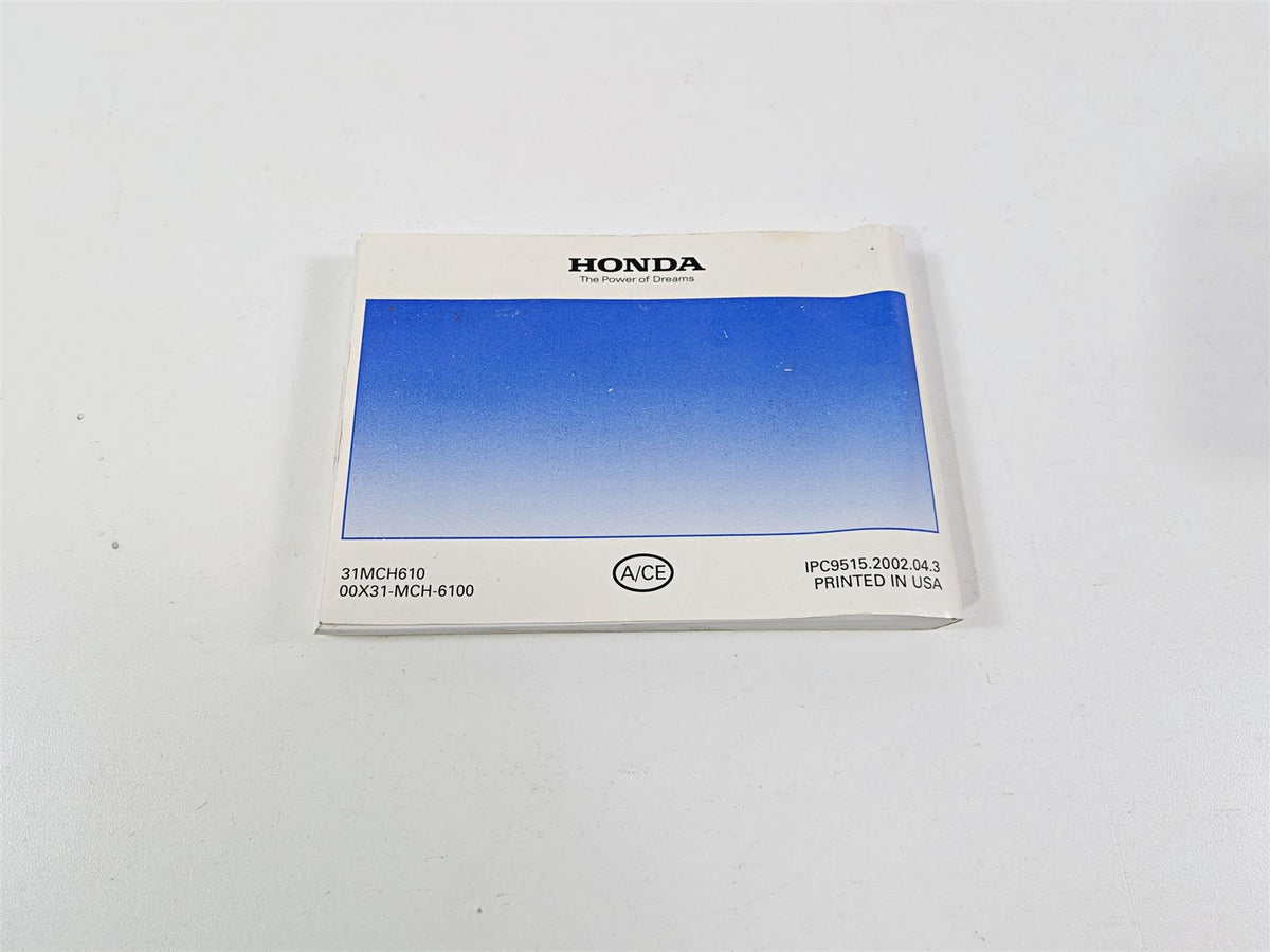 2003 Honda V-Twin VTX1800 C Owners Manual Booklet 00X31-MCH-6100 {{ shop.shopifyCountryName }} - Mototech271