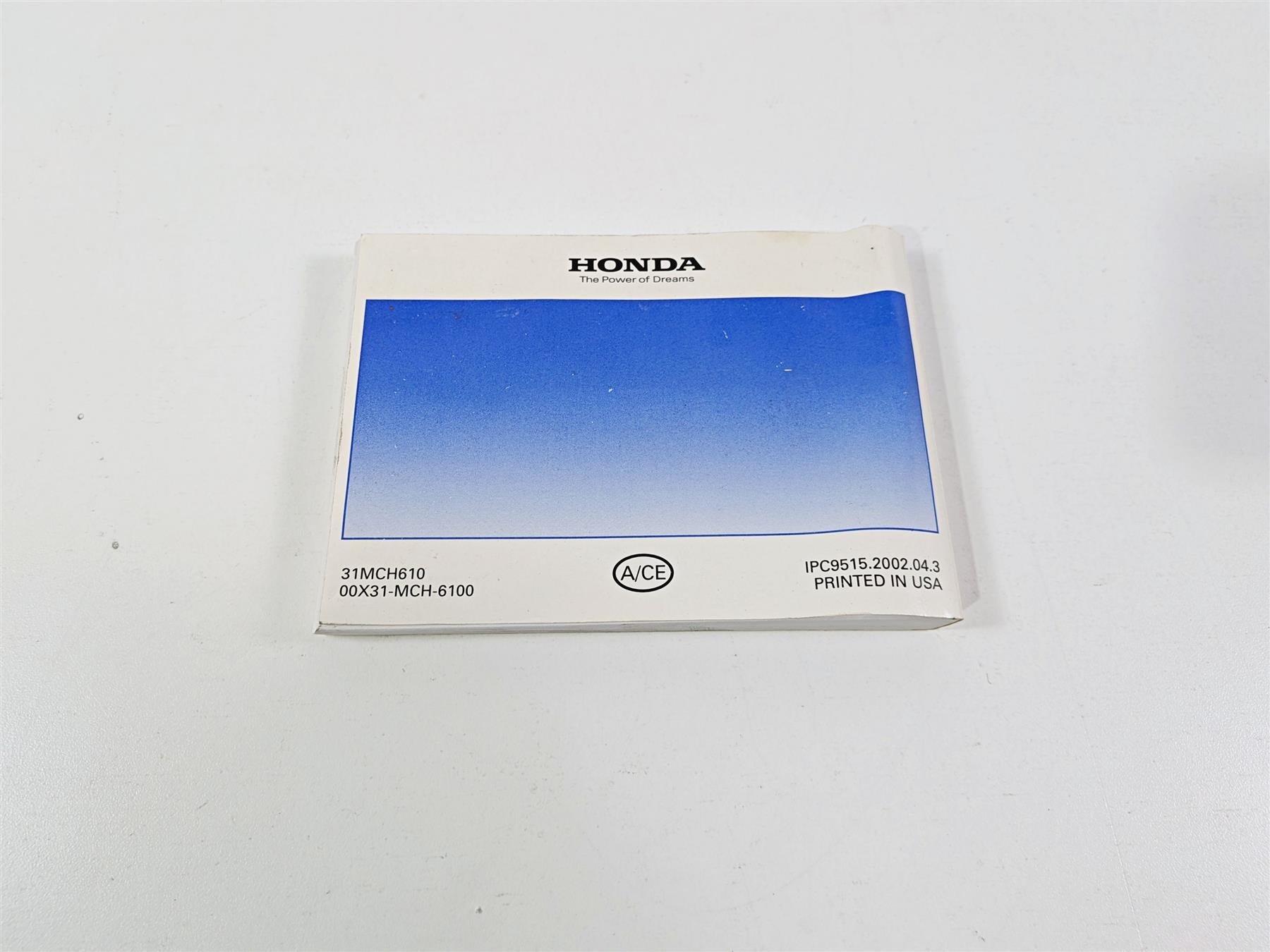 2003 Honda V-Twin VTX1800 C Owners Manual Booklet 00X31-MCH-6100 {{ shop.shopifyCountryName }} - Mototech271