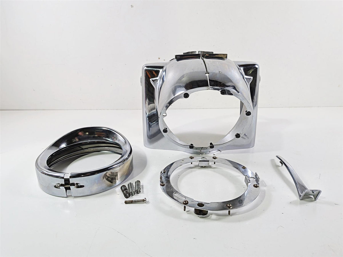 Harley Touring Aftermarket Chrome Road King Headlight Cover Nacelle Set {{ shop.shopifyCountryName }} - Mototech271