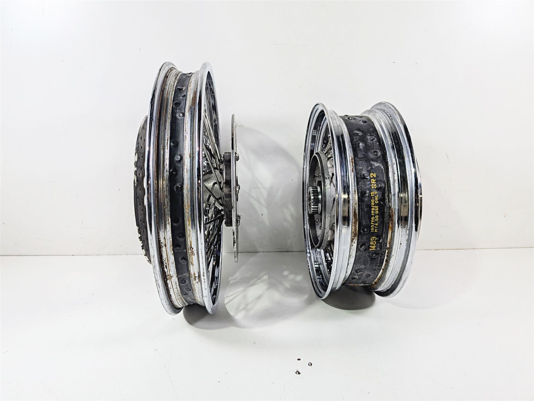 2007 Yamaha XVS1100 V-Star Custom 18x2.15 15x4.5 Front Rear Spoke Wheel Rim Set 94421-18614 {{ shop.shopifyCountryName }} - Mototech271