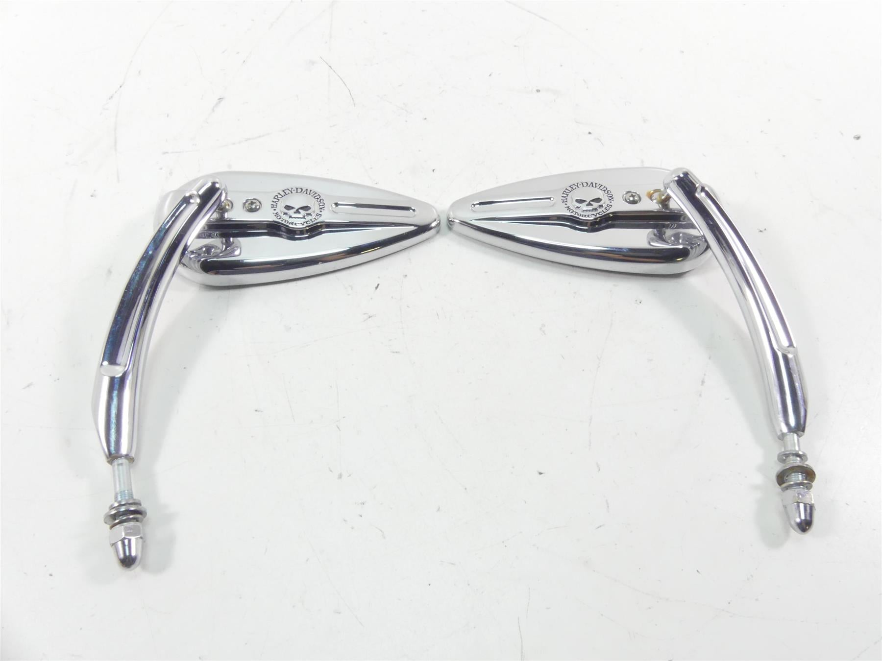 2012 Harley Touring FLHTK Electra Glide Willie G Skull Teardrop Mirrors 91315-04 {{ shop.shopifyCountryName }} - Mototech271