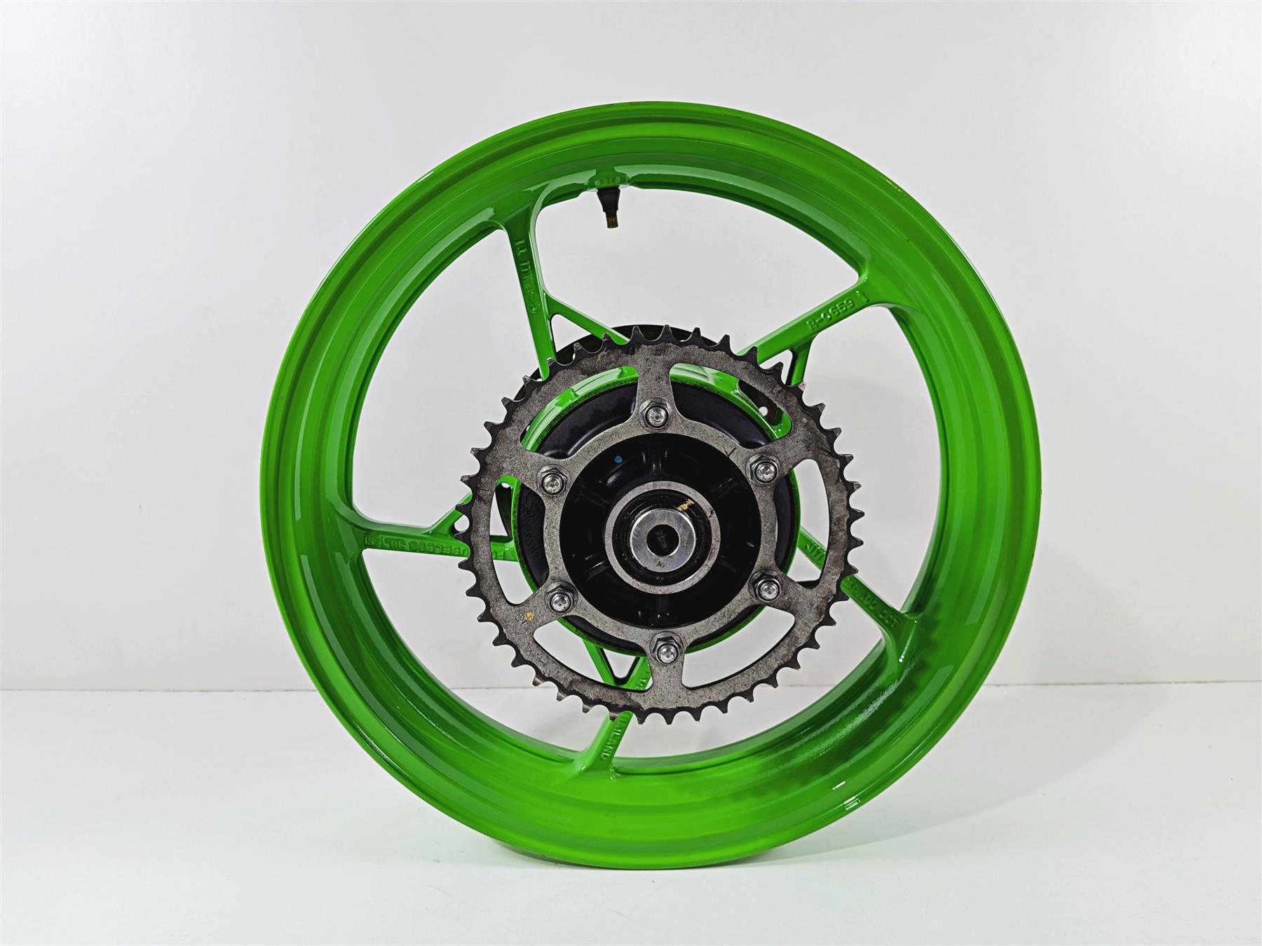 2024 Kawasaki EX500 Ninja 40th An. Strght Green Rear Wheel Rim 17x4 41073-0753 {{ shop.shopifyCountryName }} - Mototech271