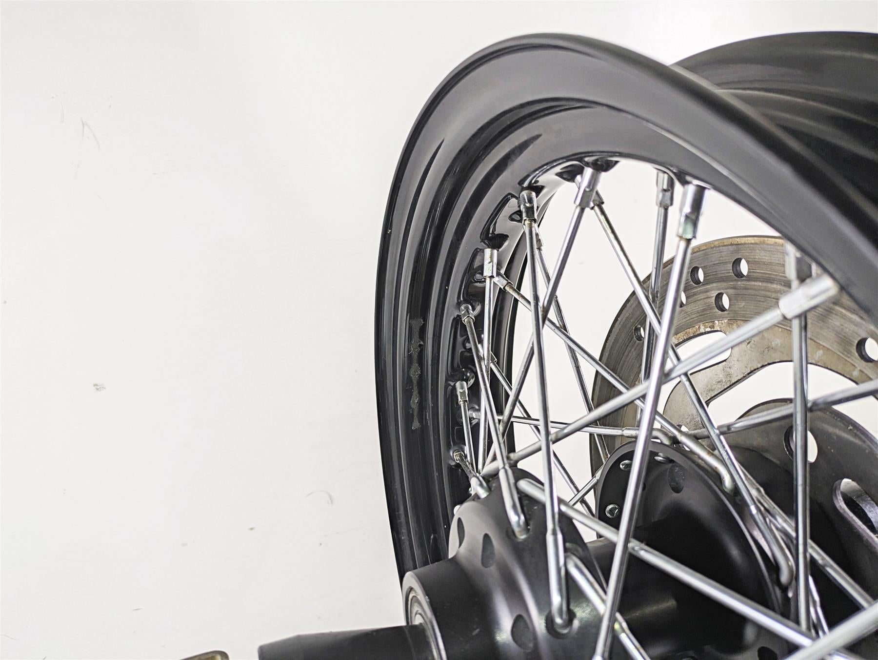 2014 Harley FLS Softail Slim Front Wheel Rim 16x3 DENT & Rotor 55107-12 {{ shop.shopifyCountryName }} - Mototech271