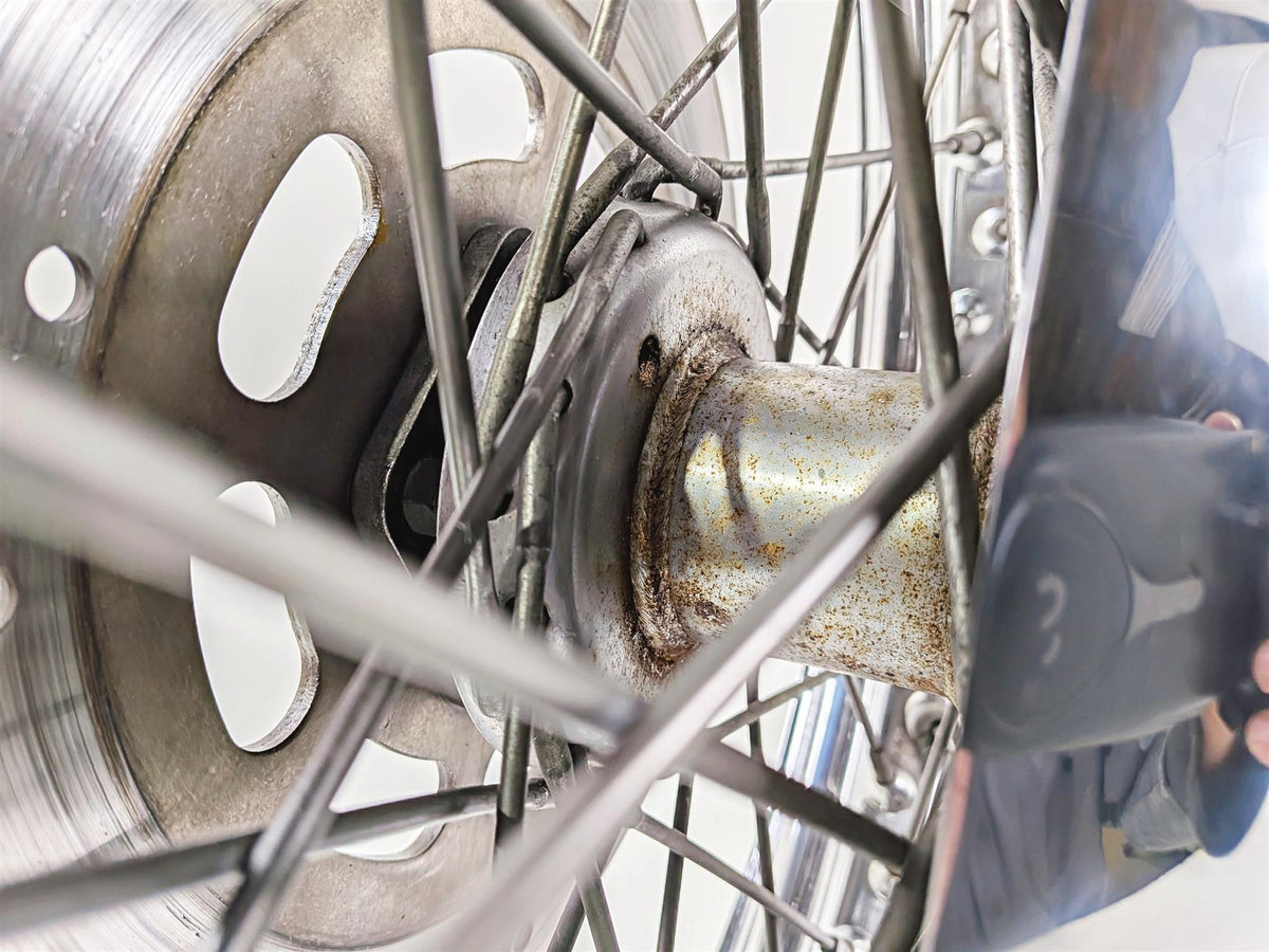 1996 Harley FLSTC Softail Heritage Front Wheel Rim Rotor & Cover 16x3 43005-86 {{ shop.shopifyCountryName }} - Mototech271