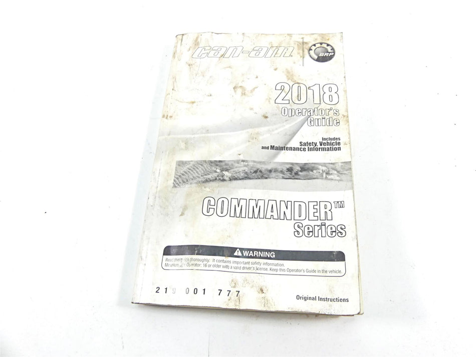 2018 Can Am Commander 1000R XT Owners Manual Booklet 219001777 {{ shop.shopifyCountryName }} - Mototech271