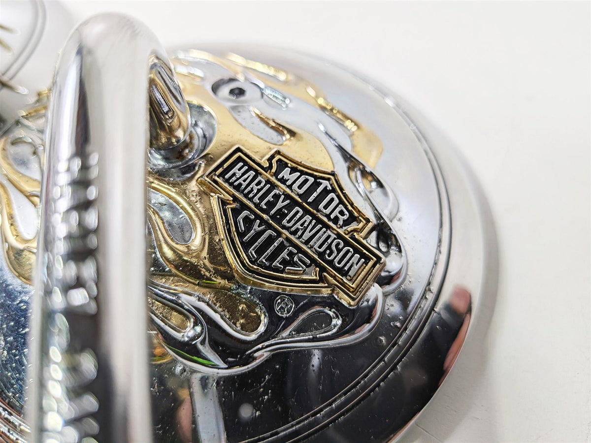 2005 Harley Softail FLSTFSE CVO Fat Boy Round Chrome Flame Mirrors Set-Mototech271