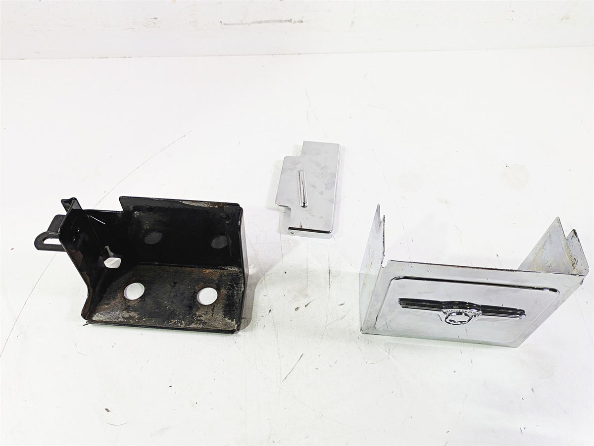 2002 Harley Dyna FXDL Low Rider Battery Tray Box & Skull Chrome Cover 66375-97 {{ shop.shopifyCountryName }} - Mototech271