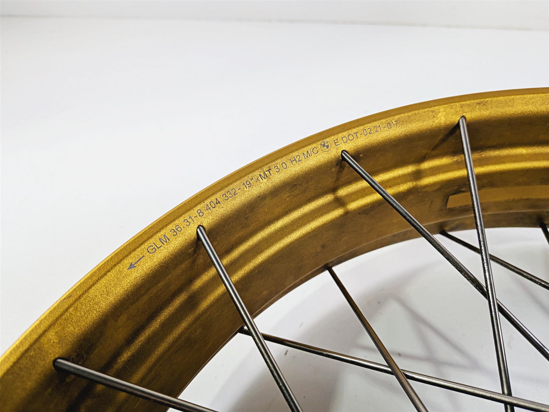 2021 BMW R1250GS K51 Adventure Straight 19x3 Gold Front Spoke Wheel Rim 36318404330-Mototech271
