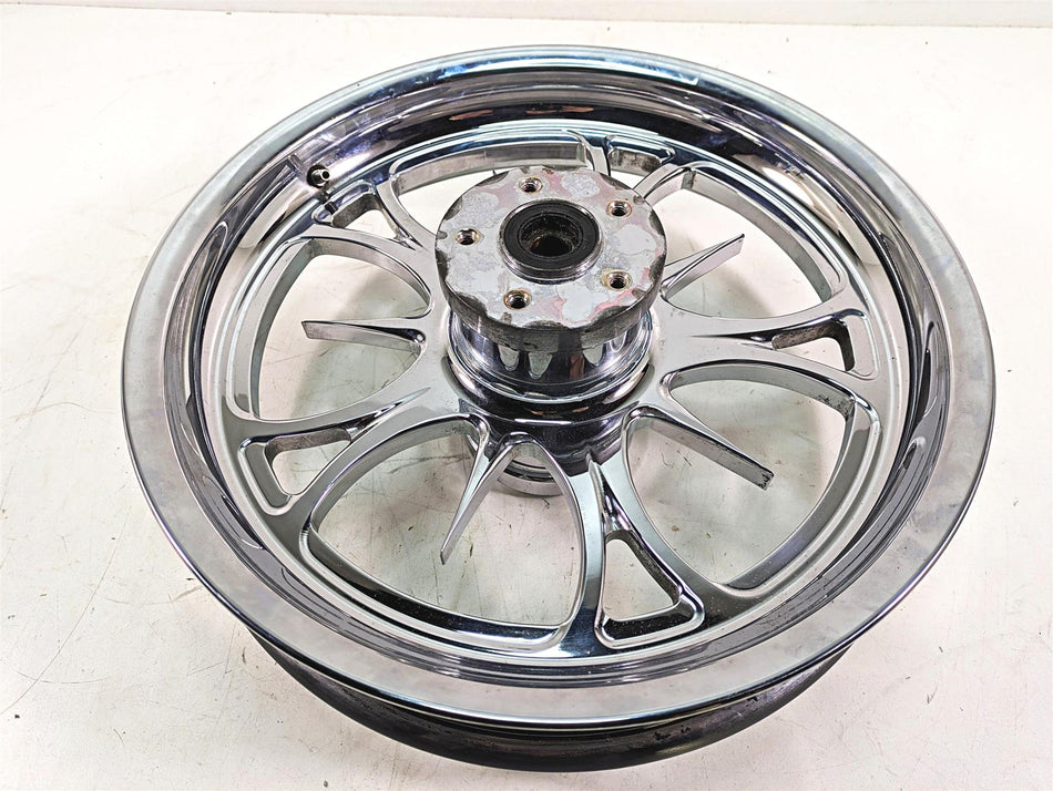 1999 Harley Dyna FXDL Low Rider 16x3 Custom Thorn Chrome Rear Wheel Rim & Rotor {{ shop.shopifyCountryName }} - Mototech271