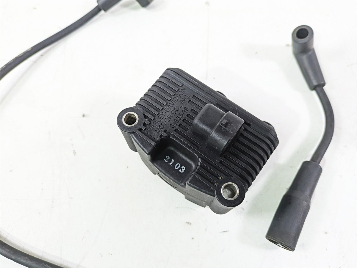 2004 Harley Softail FLSTF Fat Boy Ignition Coil + Wires & Plugs Set 31655-99 {{ shop.shopifyCountryName }} - Mototech271