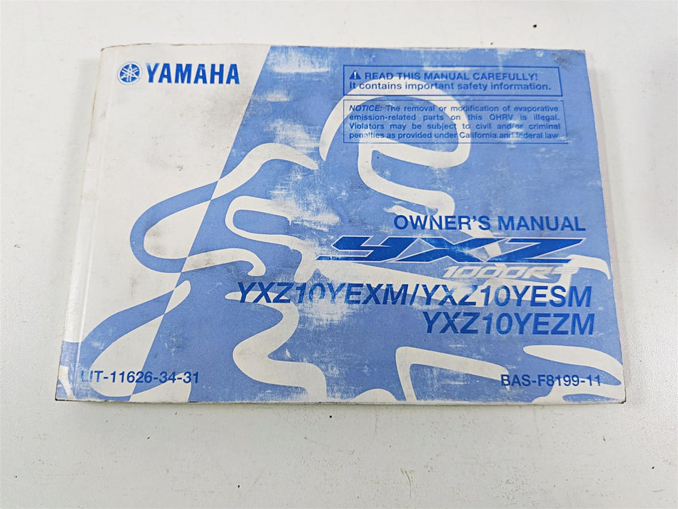 2021 Yamaha YXZ1000R EPS SS SE Owners Manual BAS-F8199-11 {{ shop.shopifyCountryName }} - Mototech271