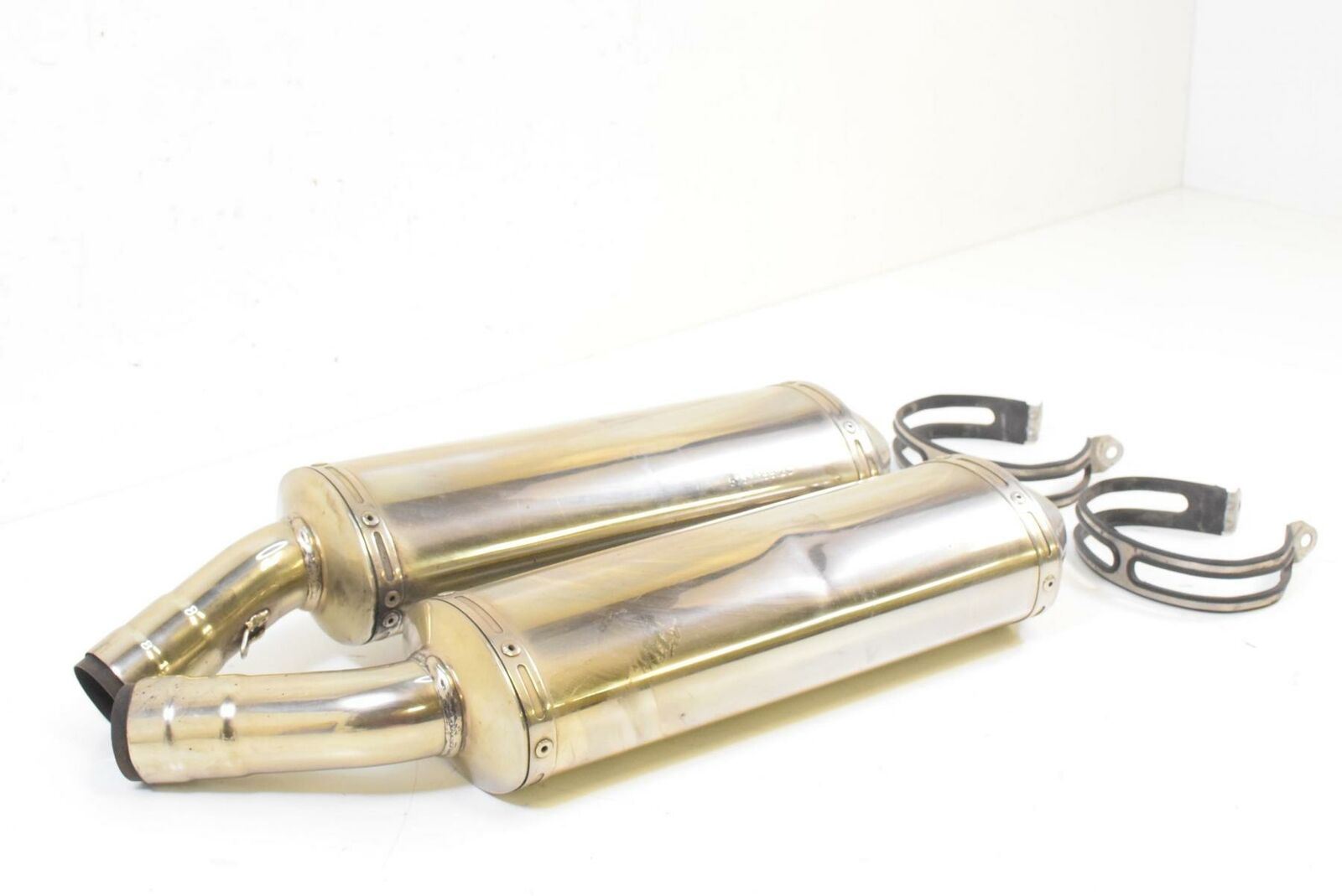 2008 Ducati 848 Polished Exhaust Pipe Muffler Silencer Set 57411962C 57311992C {{ shop.shopifyCountryName }} - Mototech271
