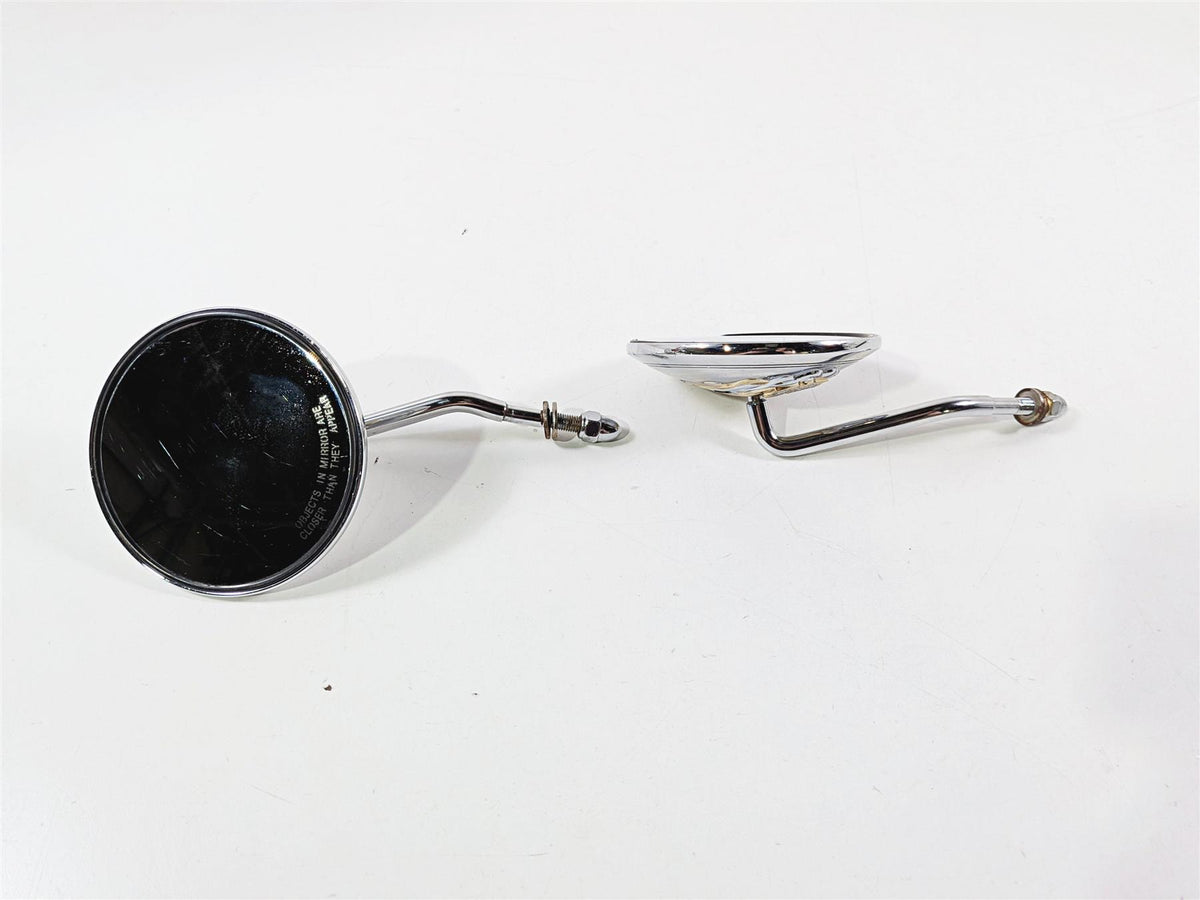 2005 Harley Softail FLSTFSE CVO Fat Boy Round Chrome Flame Mirrors Set-Mototech271