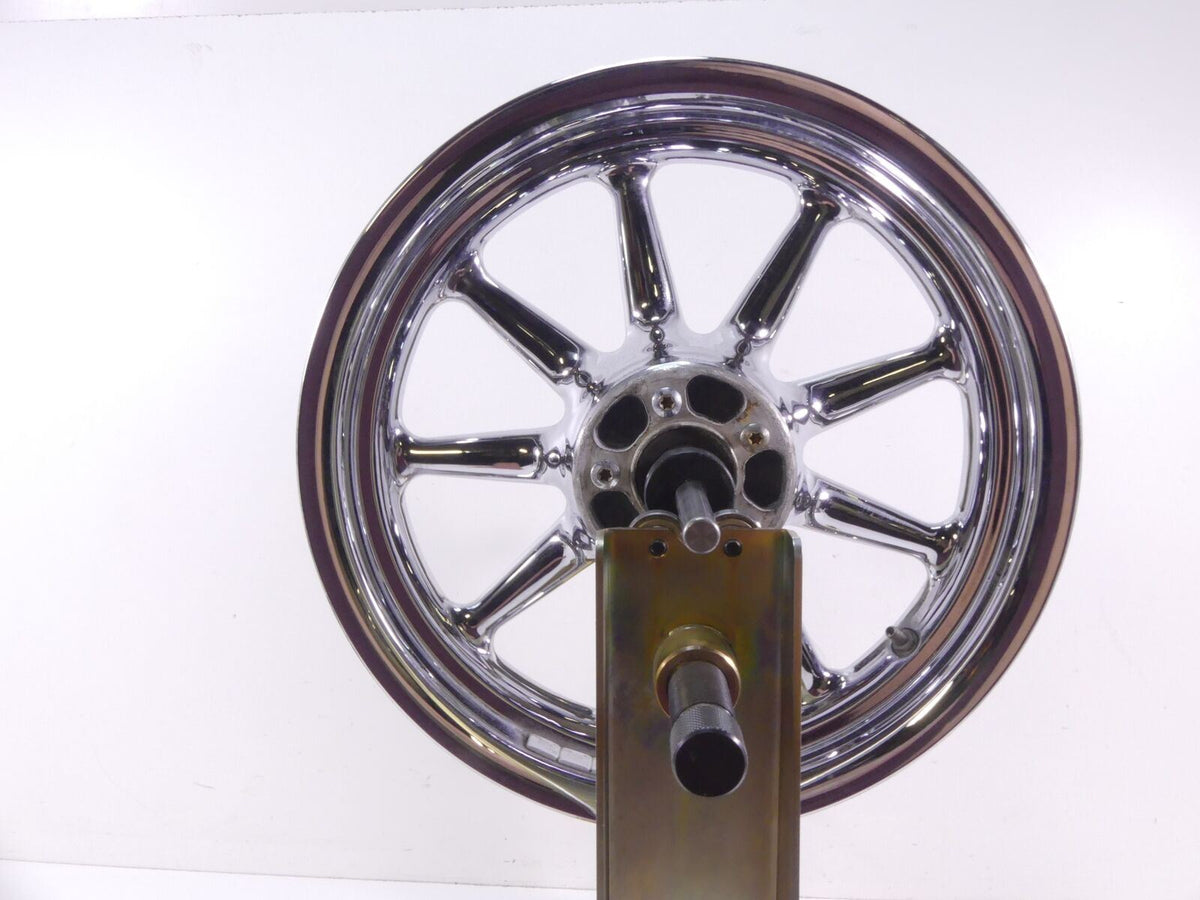 2009 Harley Touring FLHRC Road King Front 9 Spoke Chrome Rim Wheel 16x3 40960-09 {{ shop.shopifyCountryName }} - Mototech271