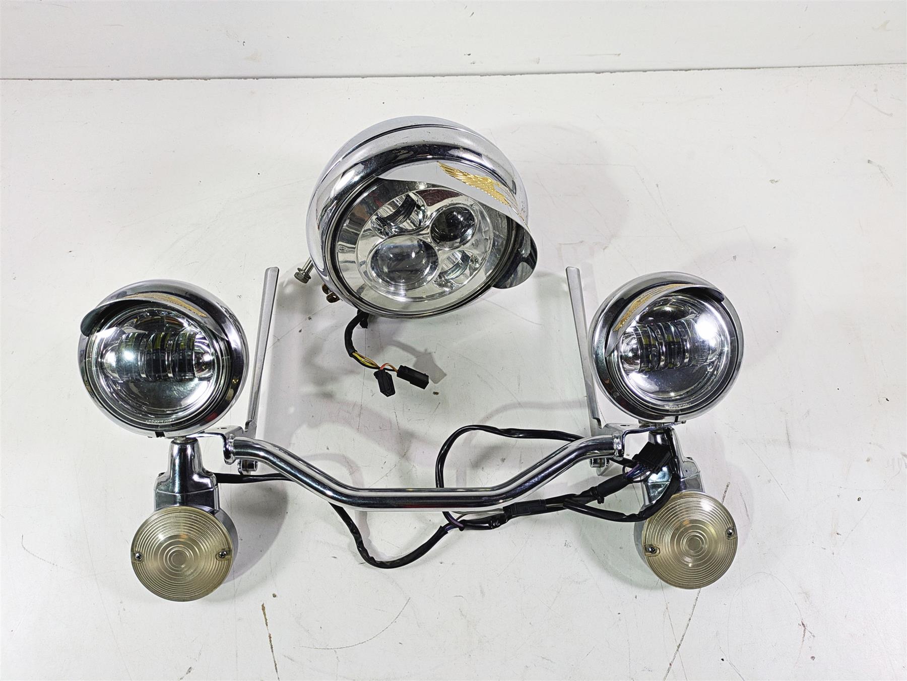 2008 Harley FLSTC 105TH Softail Heritage Led Headlight Spot Light Set 69748-05B {{ shop.shopifyCountryName }} - Mototech271