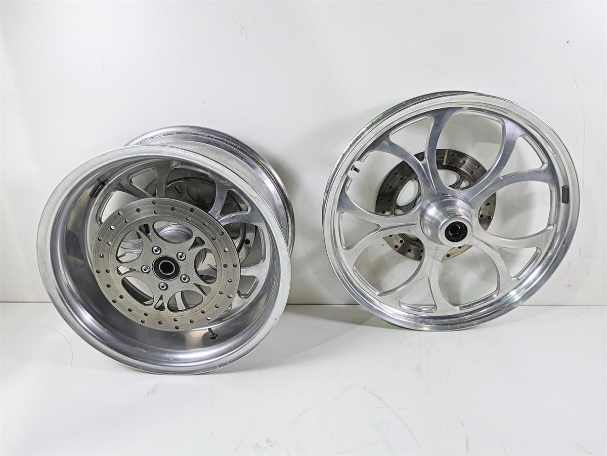 2002 Big Dog Pitbull Front 22" Rear 18" Aluminum Wheel Rim & Belt Pulley Set {{ shop.shopifyCountryName }} - Mototech271