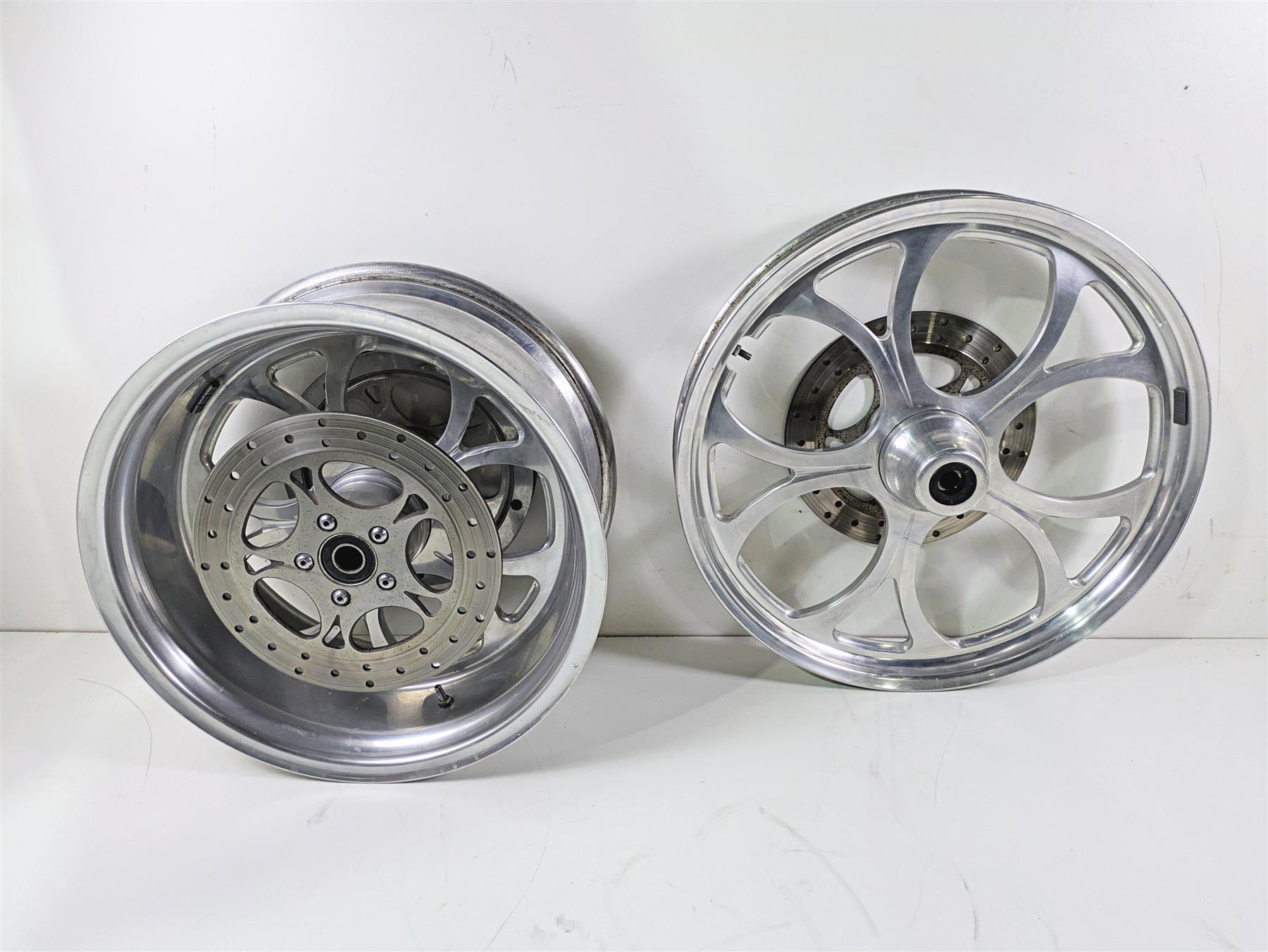 2002 Big Dog Pitbull Front 22" Rear 18" Aluminum Wheel Rim & Belt Pulley Set {{ shop.shopifyCountryName }} - Mototech271