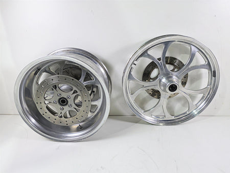 2002 Big Dog Pitbull Front 22" Rear 18" Aluminum Wheel Rim & Belt Pulley Set {{ shop.shopifyCountryName }} - Mototech271