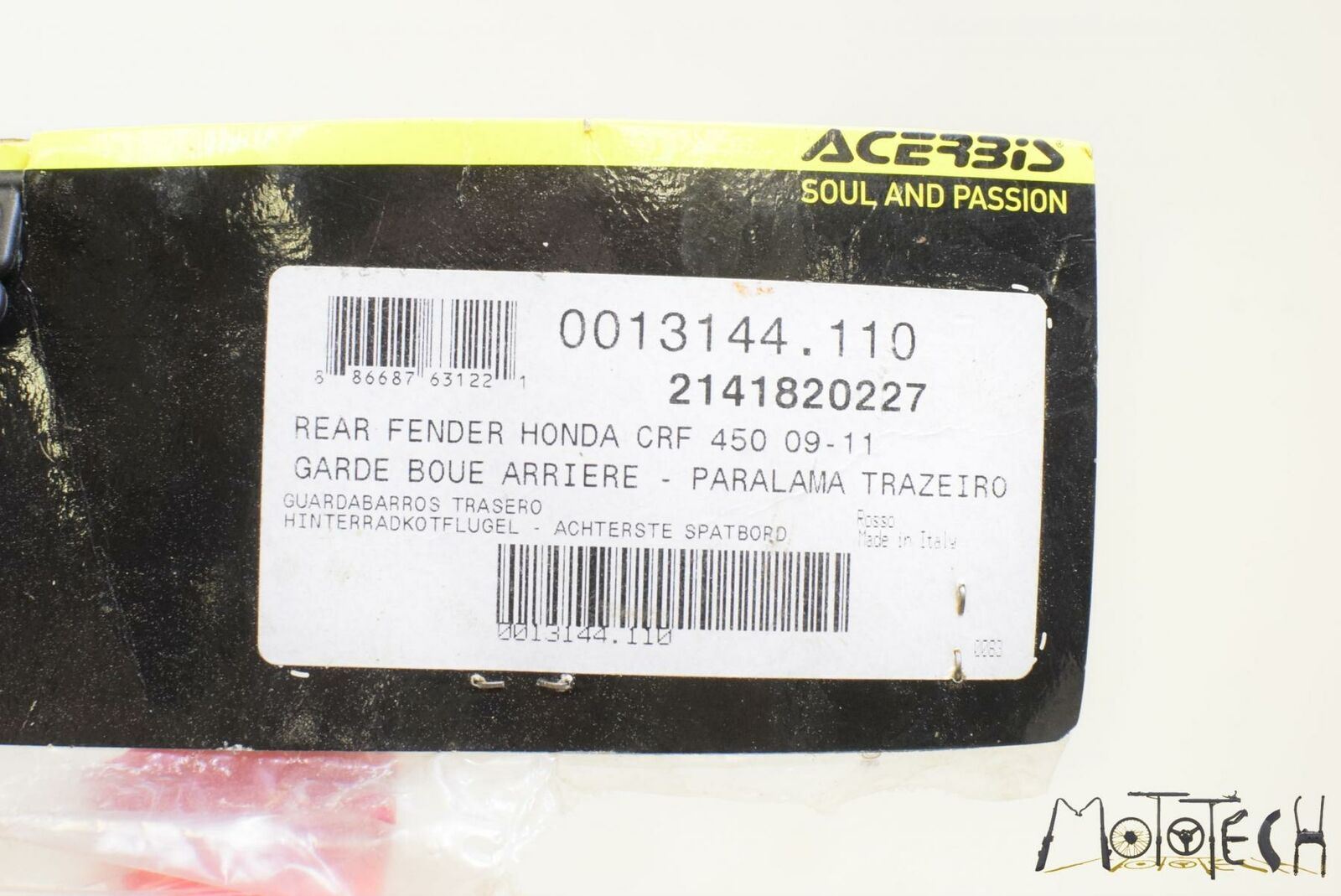 2010 Honda CRF250R CRF250 R Front Rear RED ACERBIS Fender SET 2141820227 {{ shop.shopifyCountryName }} - Mototech271