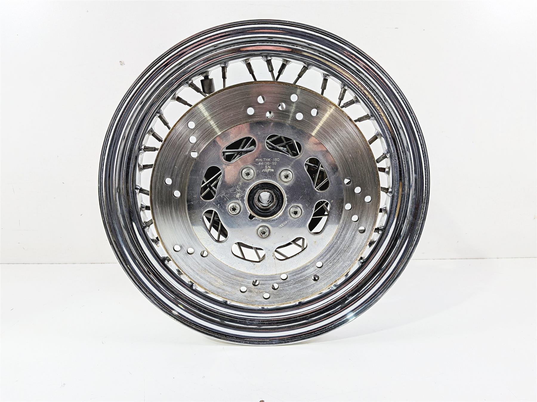 1996 Harley FLSTC Softail Heritage Front Wheel Rim Rotor & Cover 16x3 43005-86 {{ shop.shopifyCountryName }} - Mototech271