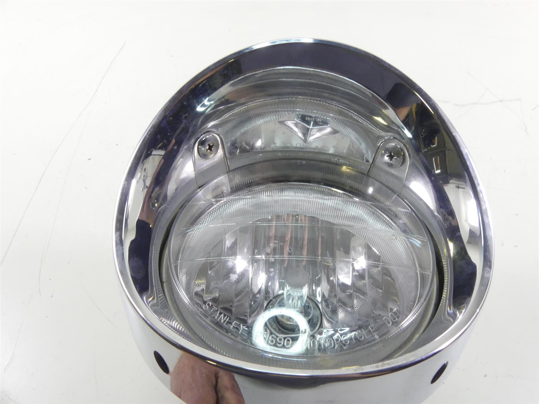 2003 Honda VTX1800R Headlight Head Light Lamp & Chrome Housing Set 33120-MEA-671 {{ shop.shopifyCountryName }} - Mototech271