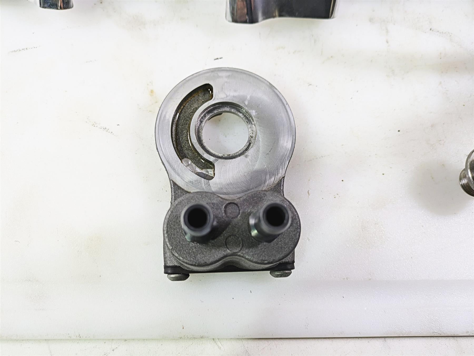 2011 Harley Touring FLHTCUSE CVO E-Glide Oil Cooler Flange Cover Lines 63083-11A {{ shop.shopifyCountryName }} - Mototech271