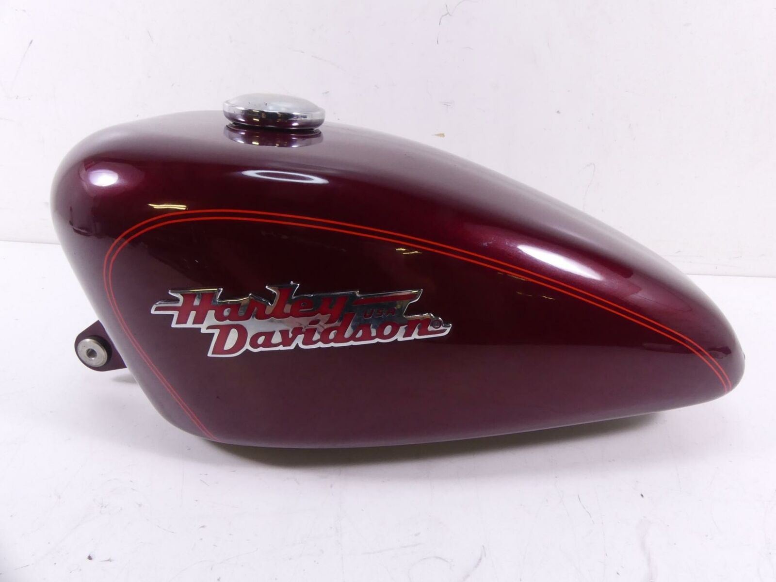 2000 Harley Sportster XL1200 Custom Fuel Gas Tank Rich Red & Red Stripes 61348-0 | Mototech271