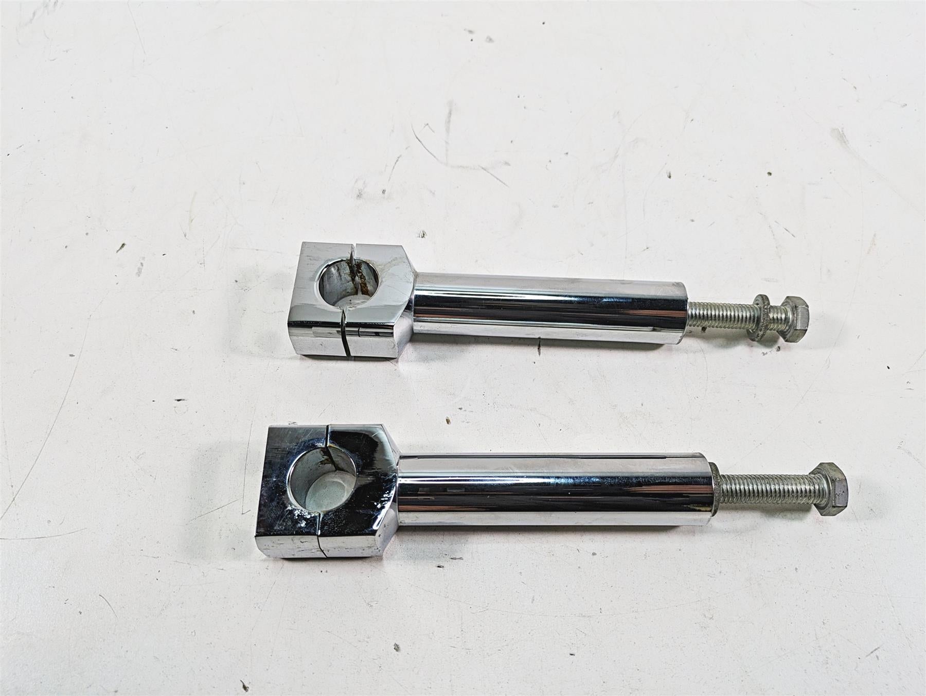 1999 Harley Dyna FXDL Low Rider 6" Chrome Handlebar Riser Holder Clamps {{ shop.shopifyCountryName }} - Mototech271