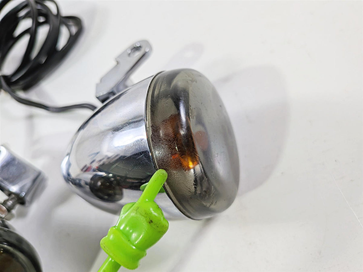 2005 Harley Softail FLSTFSE CVO Fat Boy Chrome Front Blinker Turn Signal Set 68614-03-Mototech271