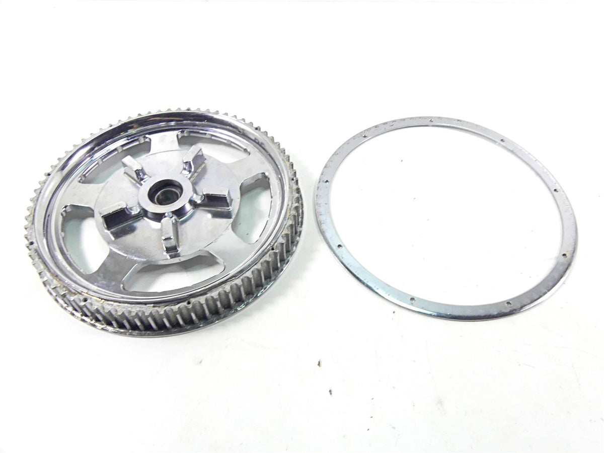 2005 Harley VRSCSE CVO V-Rod Rear Chrome Drive Belt Sprocket 72T - Read 40229-04 {{ shop.shopifyCountryName }} - Mototech271