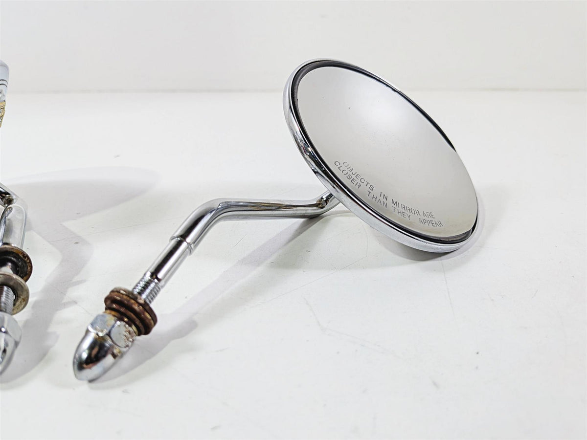 2005 Harley Softail FLSTFSE CVO Fat Boy Round Chrome Flame Mirrors Set-Mototech271