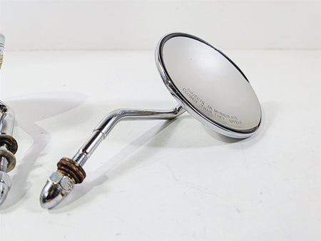 2005 Harley Softail FLSTFSE CVO Fat Boy Round Chrome Flame Mirrors Set-Mototech271