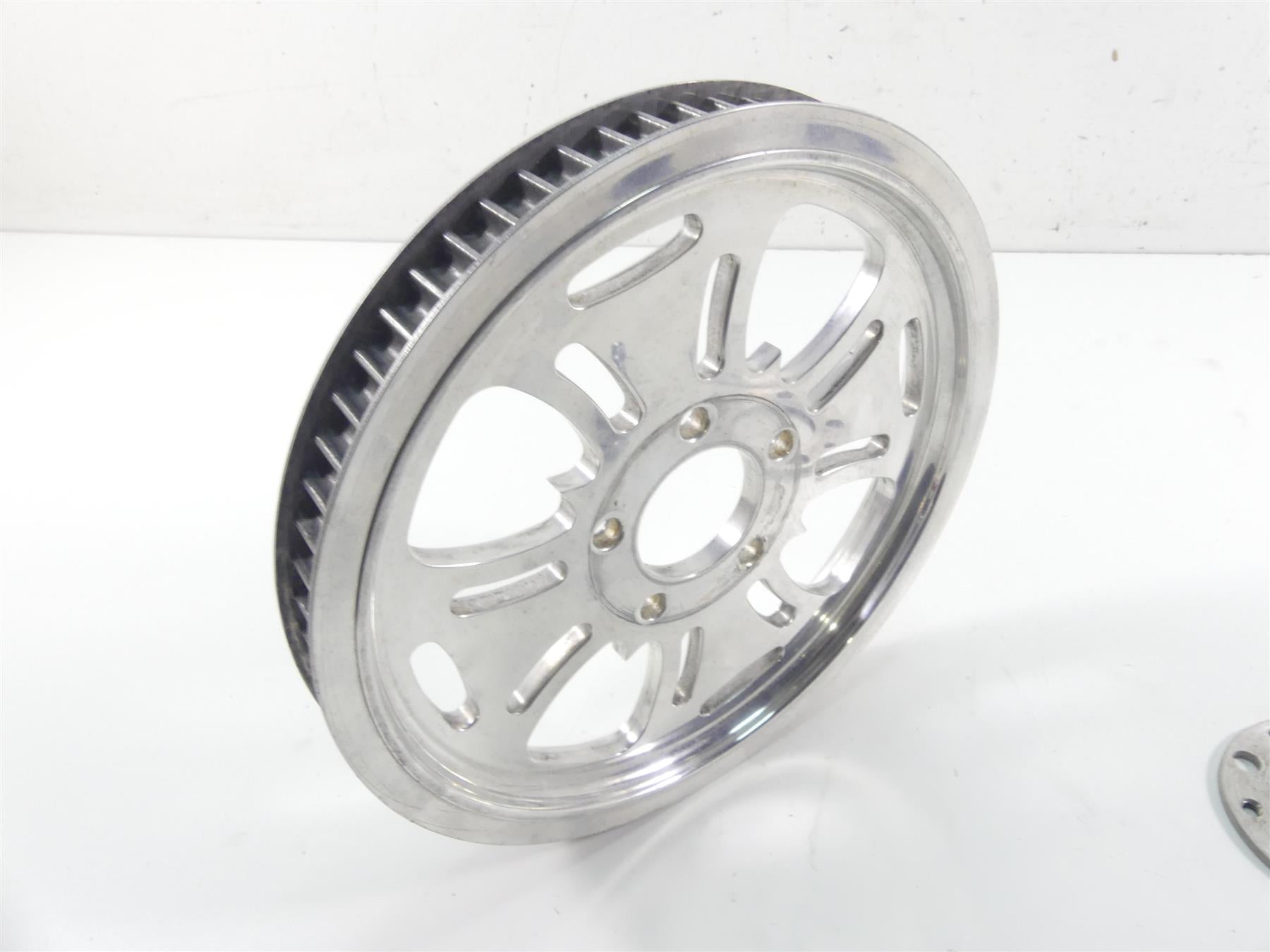 1999 Harley FXSTS Softail Springer Rear Chrome Cross Drive Pulley 65T 1 1/8" {{ shop.shopifyCountryName }} - Mototech271
