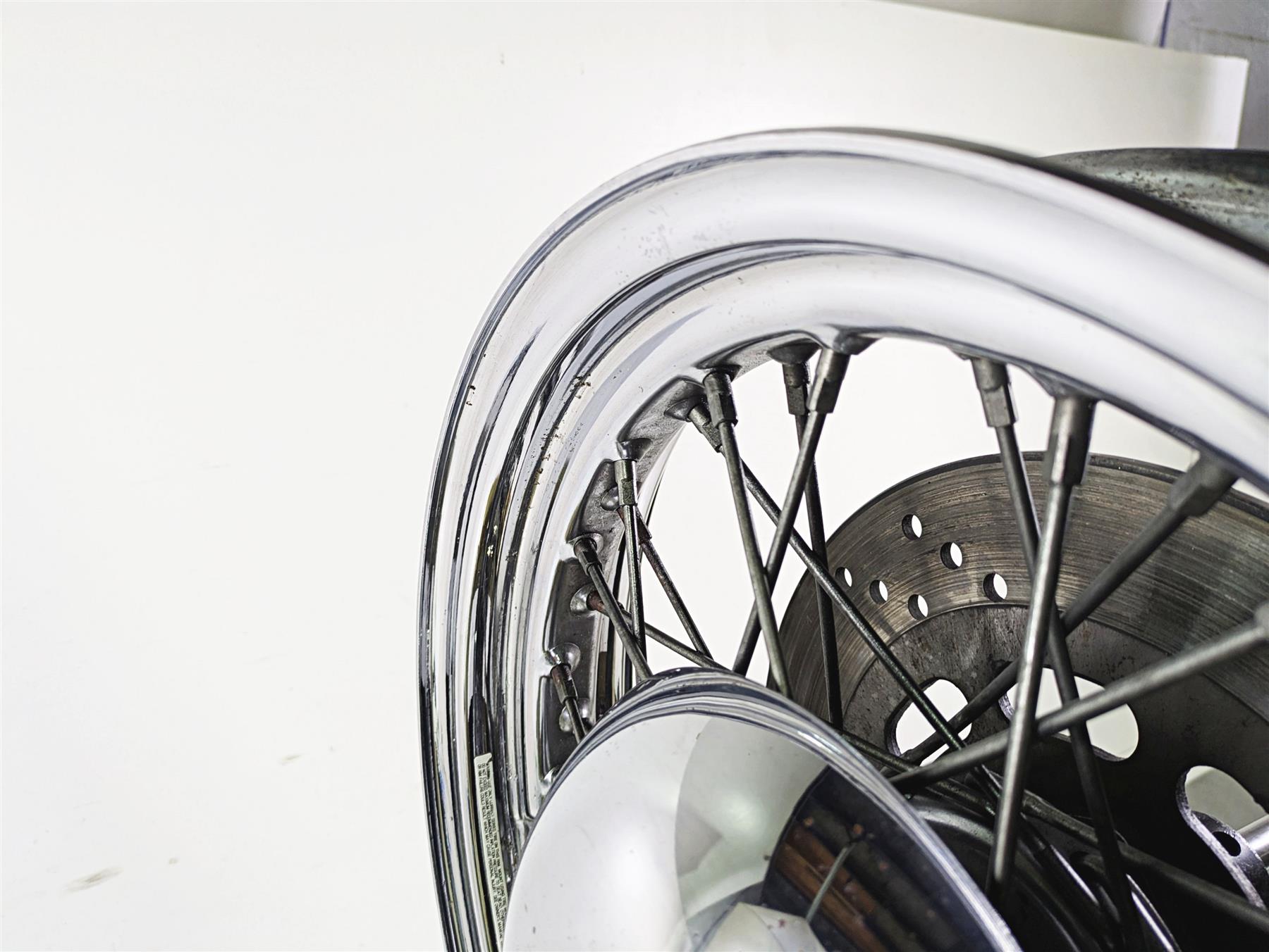 1992 Harley FLSTC Softail Heritage 16x3 Front Wheel Spoke Rim + Cover 43005-86 {{ shop.shopifyCountryName }} - Mototech271
