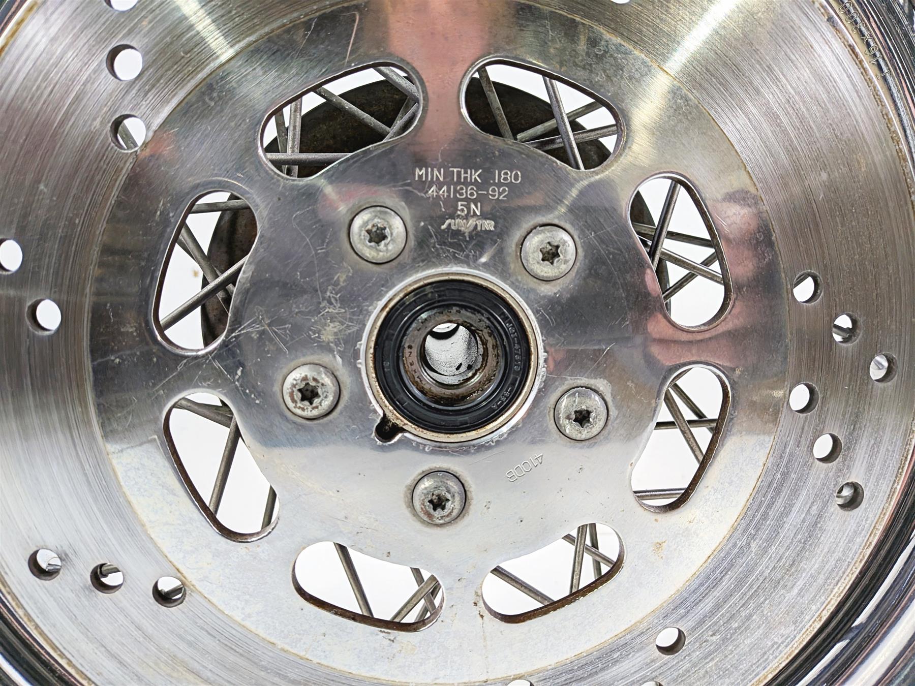 1996 Harley FLSTC Softail Heritage Front Wheel Rim Rotor & Cover 16x3 43005-86 {{ shop.shopifyCountryName }} - Mototech271