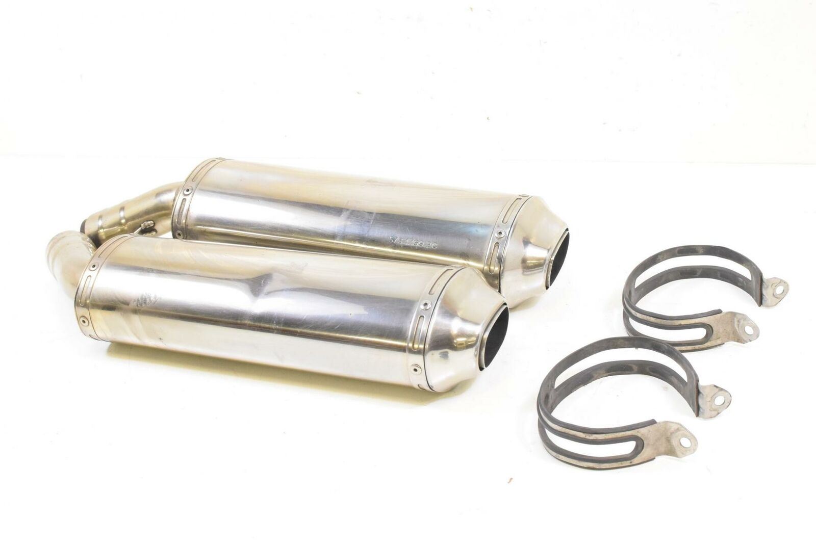 2008 Ducati 848 Polished Exhaust Pipe Muffler Silencer Set 57411962C 57311992C | Mototech271