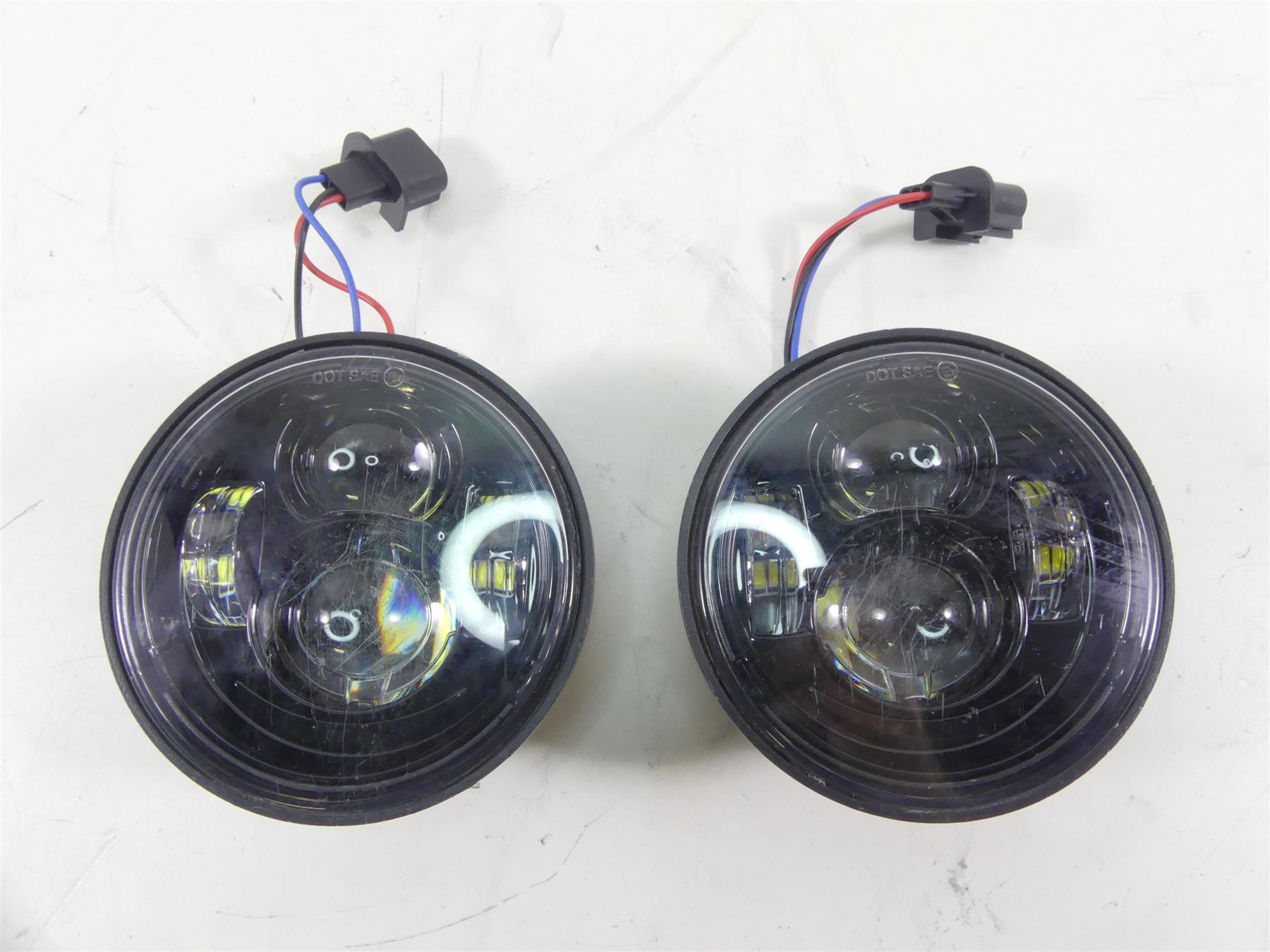 2014 Harley Dyna FXDF Fat Bob Led Headlight Light Bulb Lens Set - Scratched