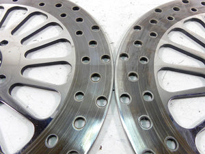 2002 Harley Touring FLHTC Electra Glide Front Chrome Brake Rotor Disc Set