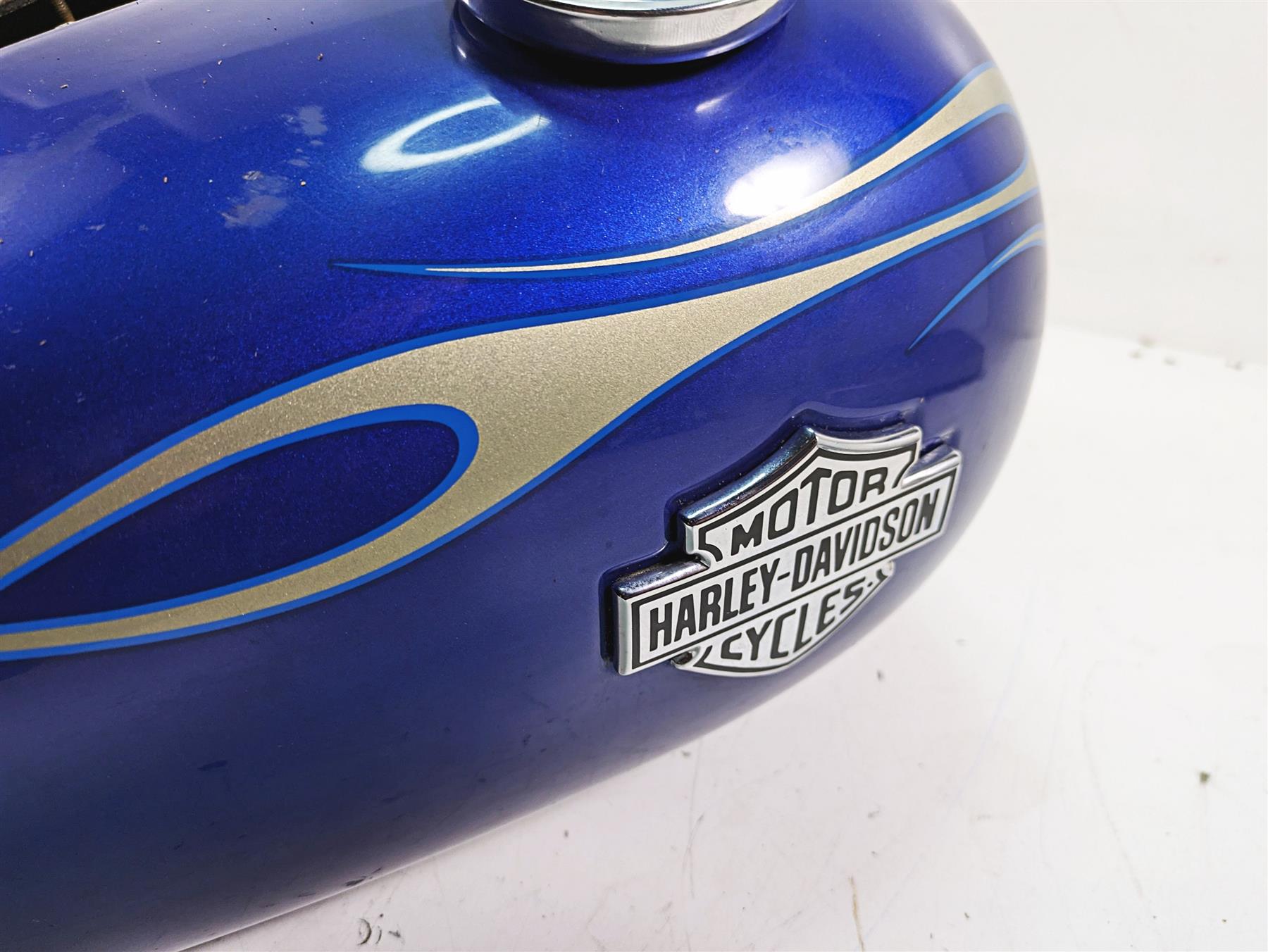 2009 Harley FXCWC Softail Rocker C Fuel Petrol Tank Flame Blue