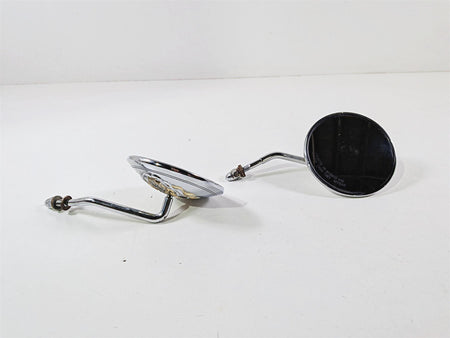 2005 Harley Softail FLSTFSE CVO Fat Boy Round Chrome Flame Mirrors Set-Mototech271