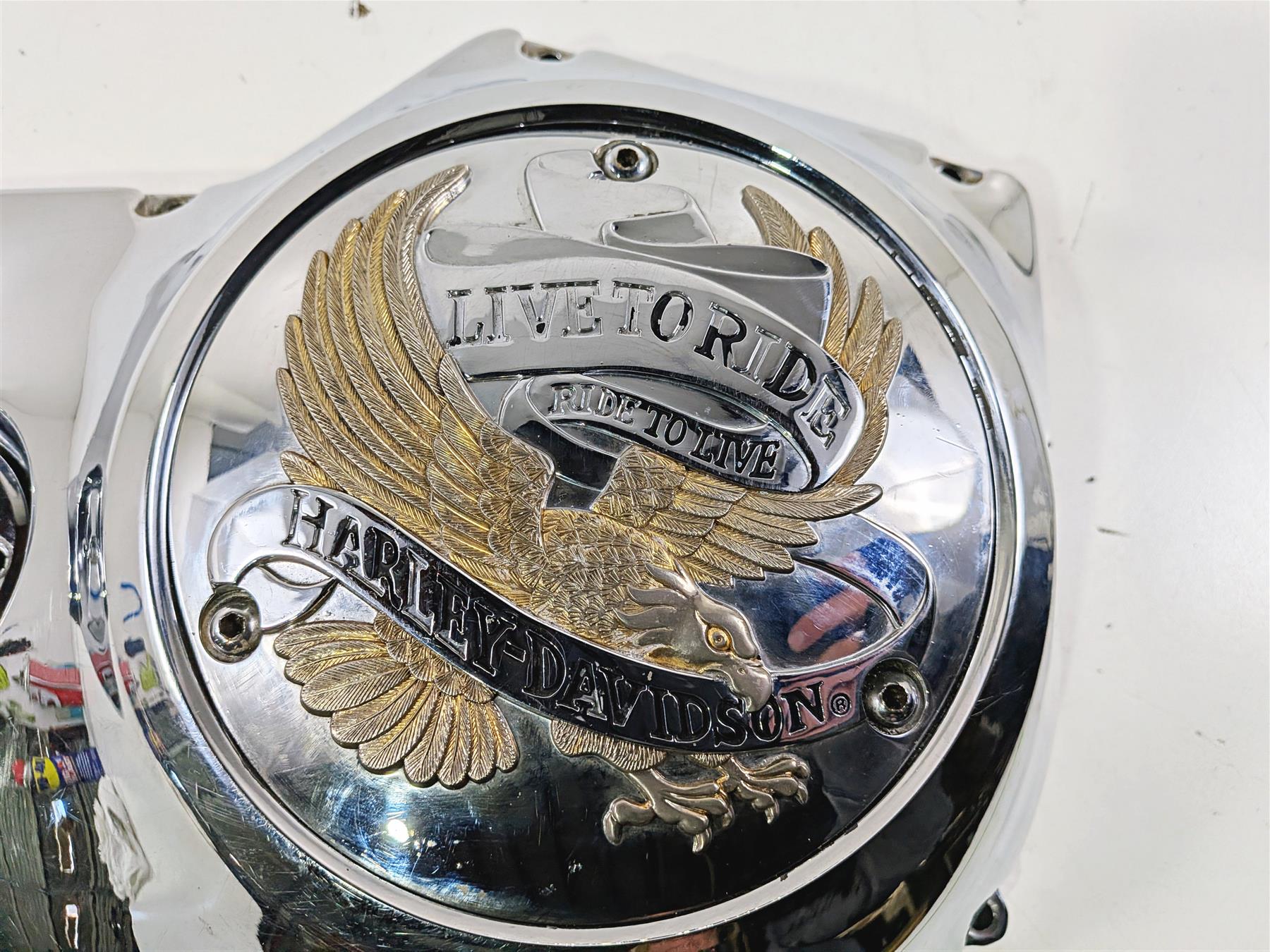 1996 Harley FLSTC Softail Heritage Chrome Outer Primary Clutch Cover 60506-95 {{ shop.shopifyCountryName }} - Mototech271