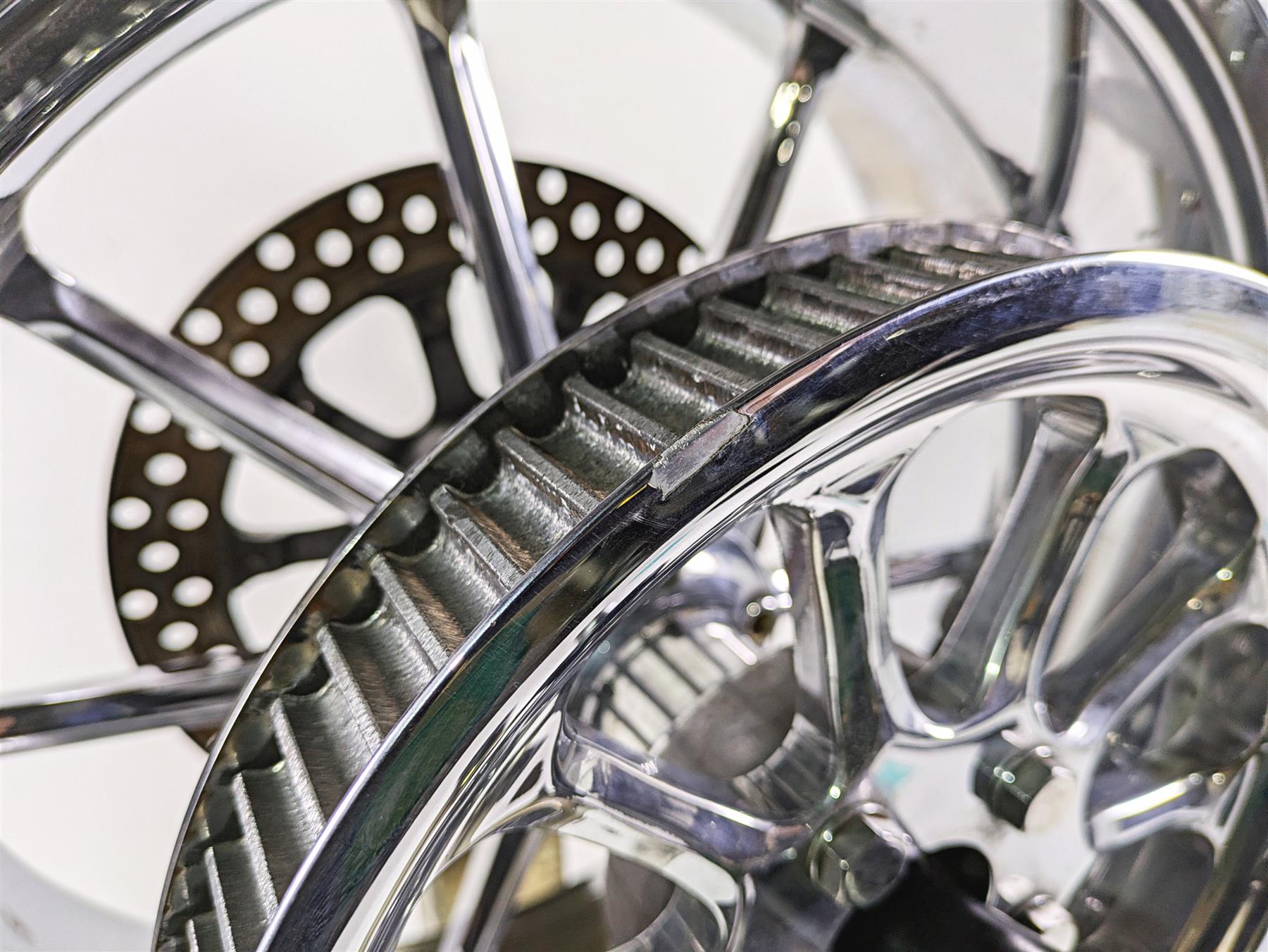 2004 Big Dog Chopper Straight Billet Rear Wheel Rim & Pulley 8.5x18 65T Pulley {{ shop.shopifyCountryName }} - Mototech271
